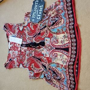 Patrons of Peace Small Top New Sleeveless Red Blue Pink Navy Tan